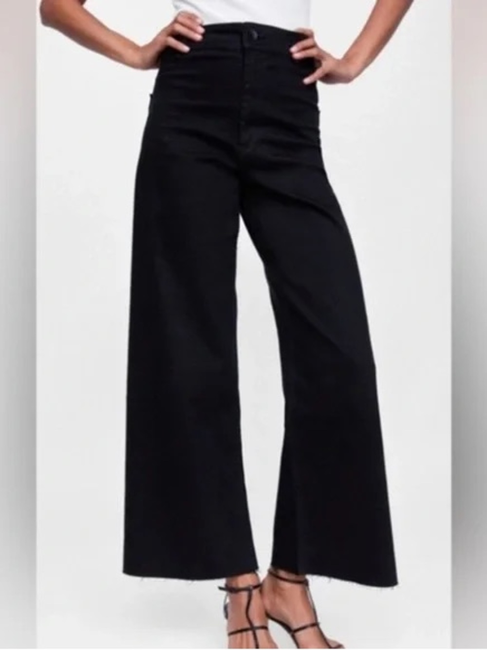 Zara High-Waist Wide-Leg Straight Women's Jeans - Black Goth Minimalist Skater